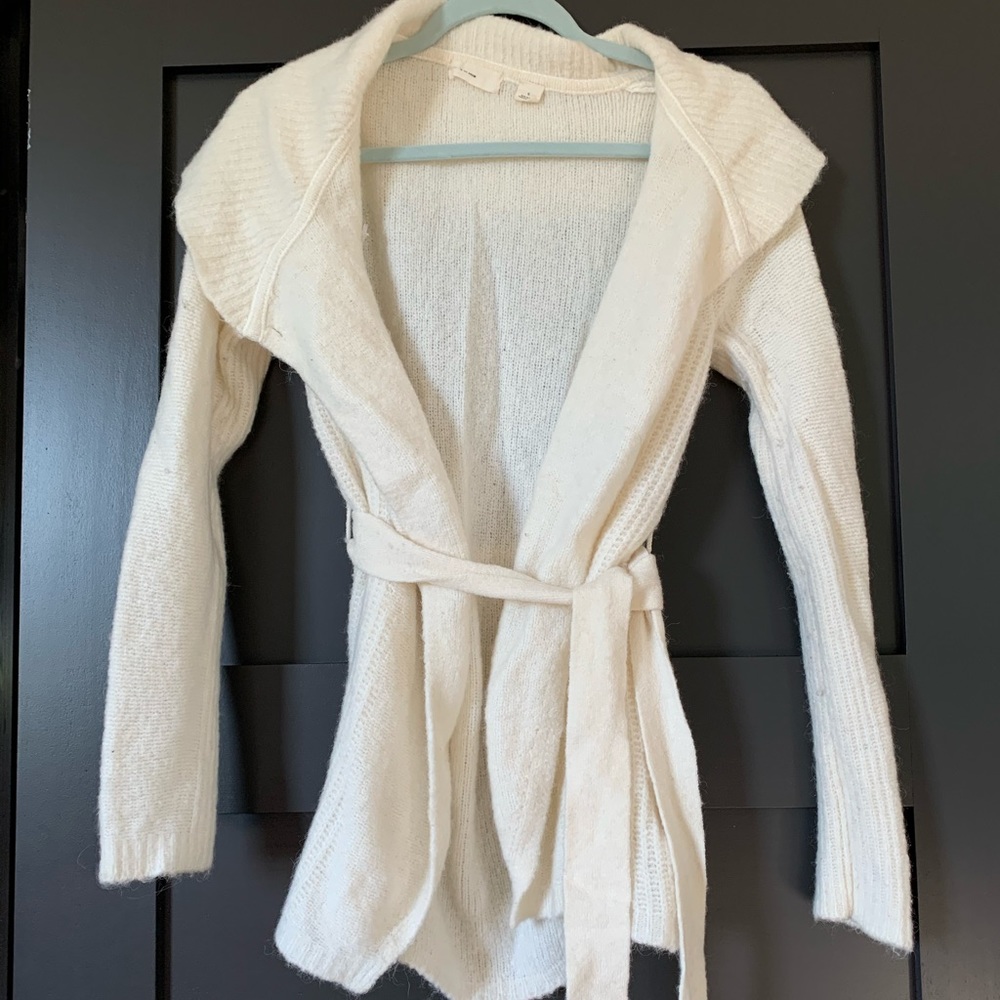 Cream wool wrap sweater